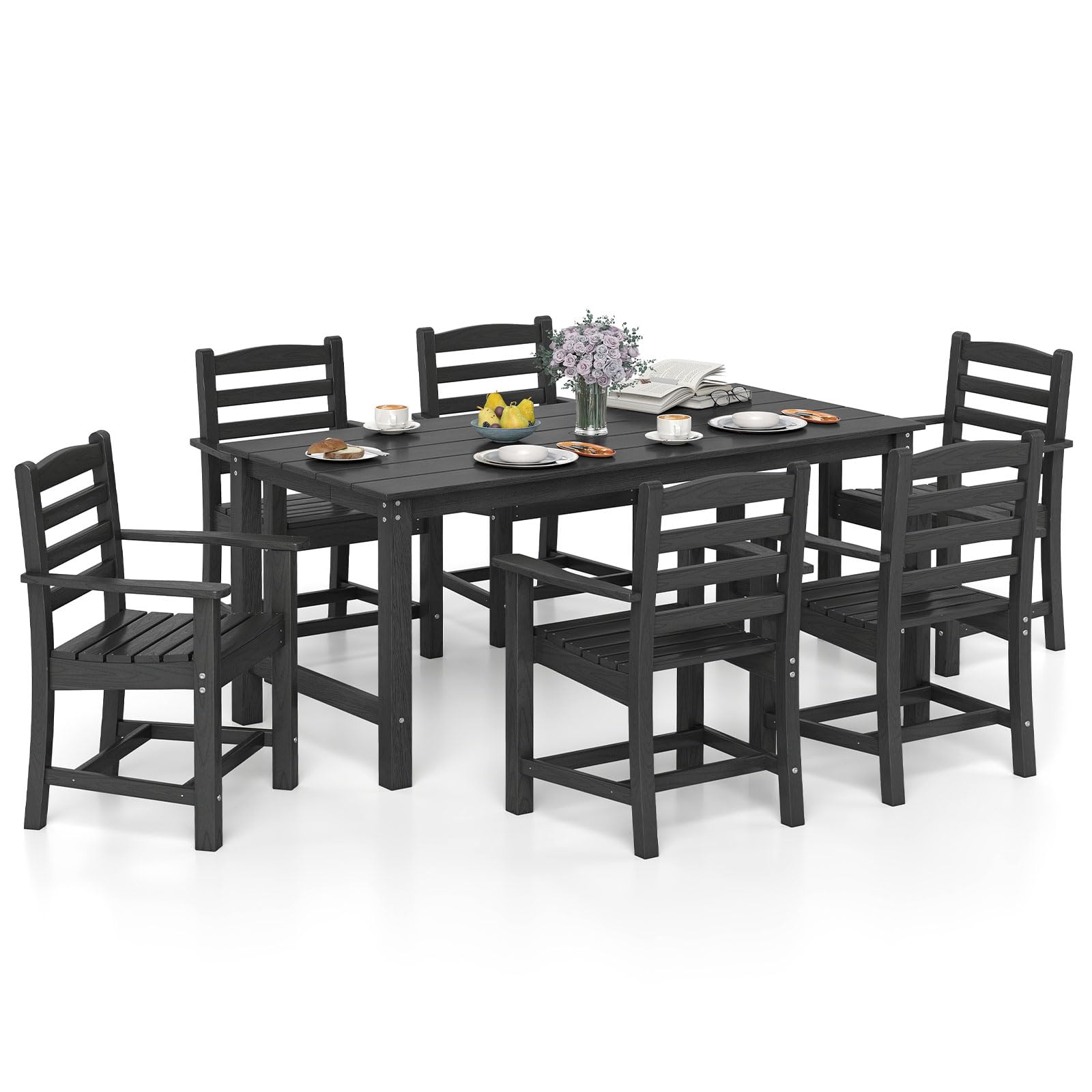 Tangkula 7 Pcs Outdoor Dining Table Set for 6